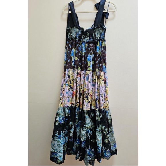 Free People Bluebell Boho Maxi Dress Ribbon Straps Floral Cool Combo - Picture 8 of 16